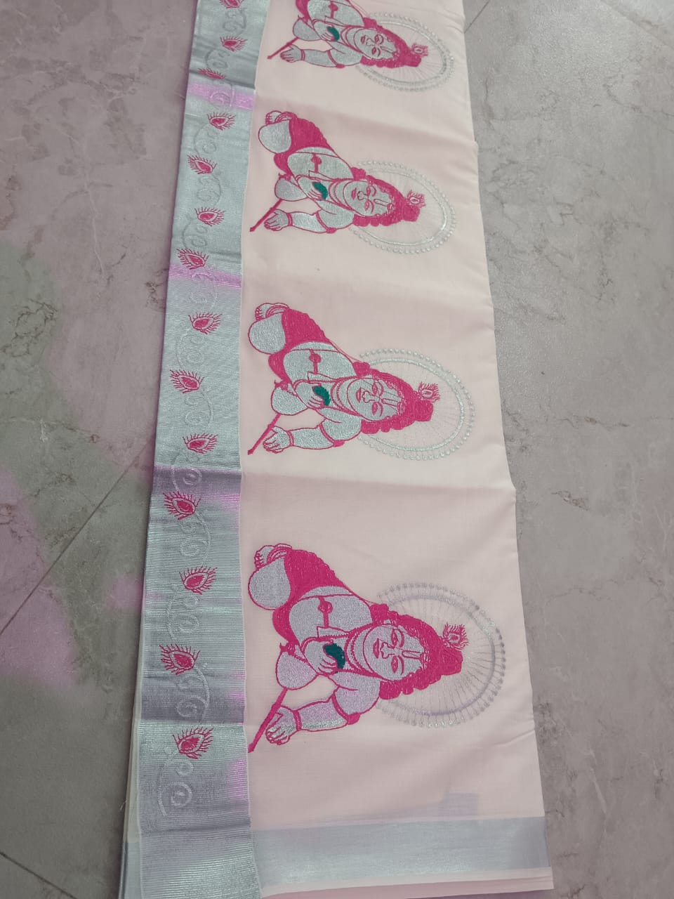 Krishna Premium Embroidery šŖ” work saree (Onam special collection)