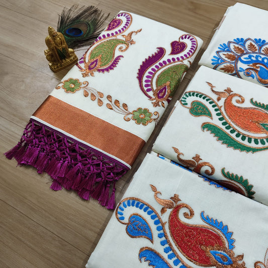 Premium Embroidery 🪡 work saree (Onam special collection)